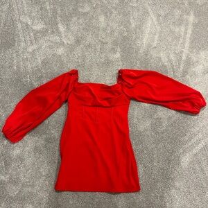 Princess Polly Bold Red Dress with Label Detail